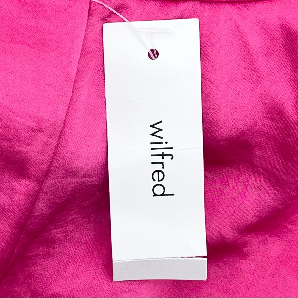 NWT Aritizia Wilfred Ethereal Satin Rose Pink Puff Sleeve Cropped Top Size Large - Picture 5 of 9